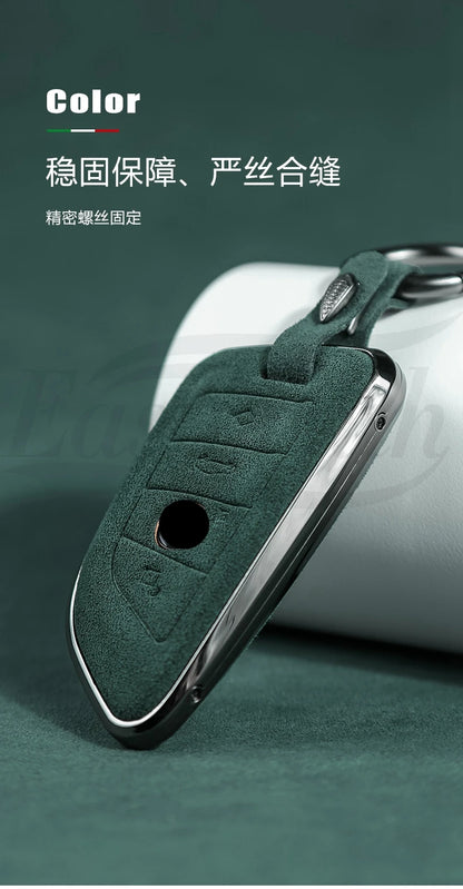 Car Alcantara Key Case Cover Holder Chain For BMW G20 G30 X1 X3 X4 X5 G05 X6 F20 G21 f40 f80 35i 3 5 7 Interior Accessories