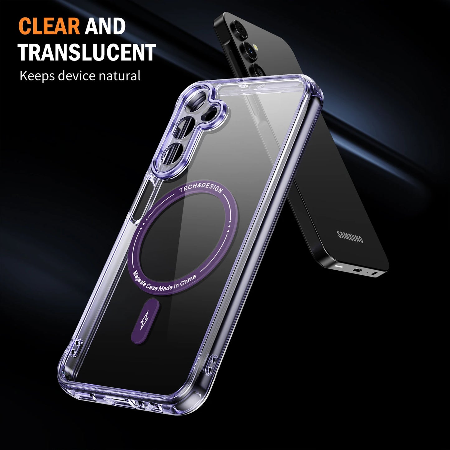 Clear Phone Case For Samsung galaxy A55 A15 S23 S24 FE S25 Ultra Shockproof Transparent Magnetic Magsafe Cover Soft Case Funda