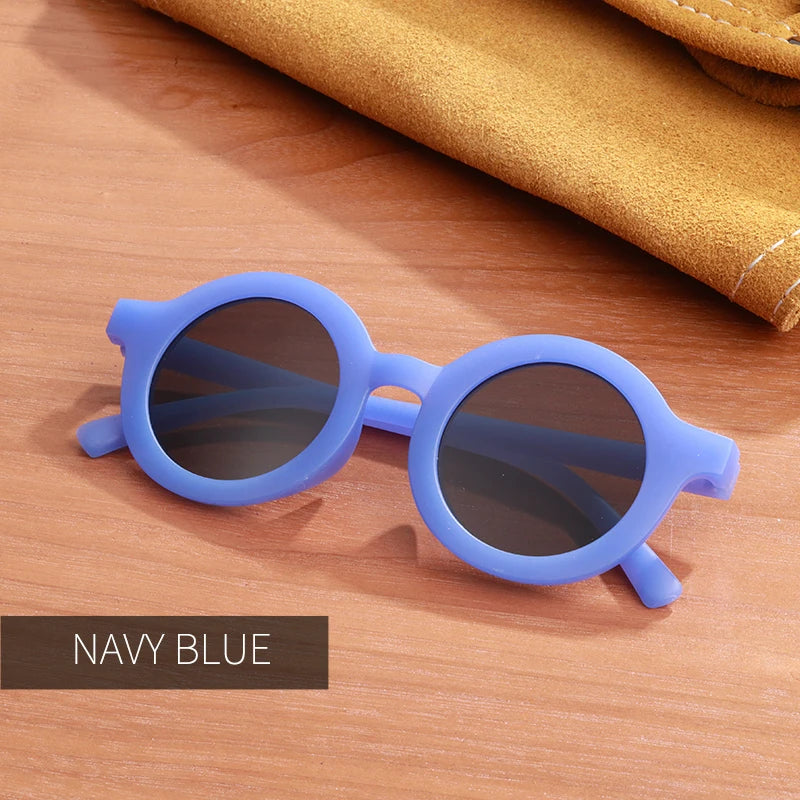 Free shipping children's color round frame light PC cute small face sunglasses