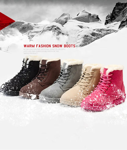 2022 New Fashion Women Boots Winter Snow Boots Female Boots Warm Lace Flat with Women Shoes Tide Shoes Hot Sale 35-40