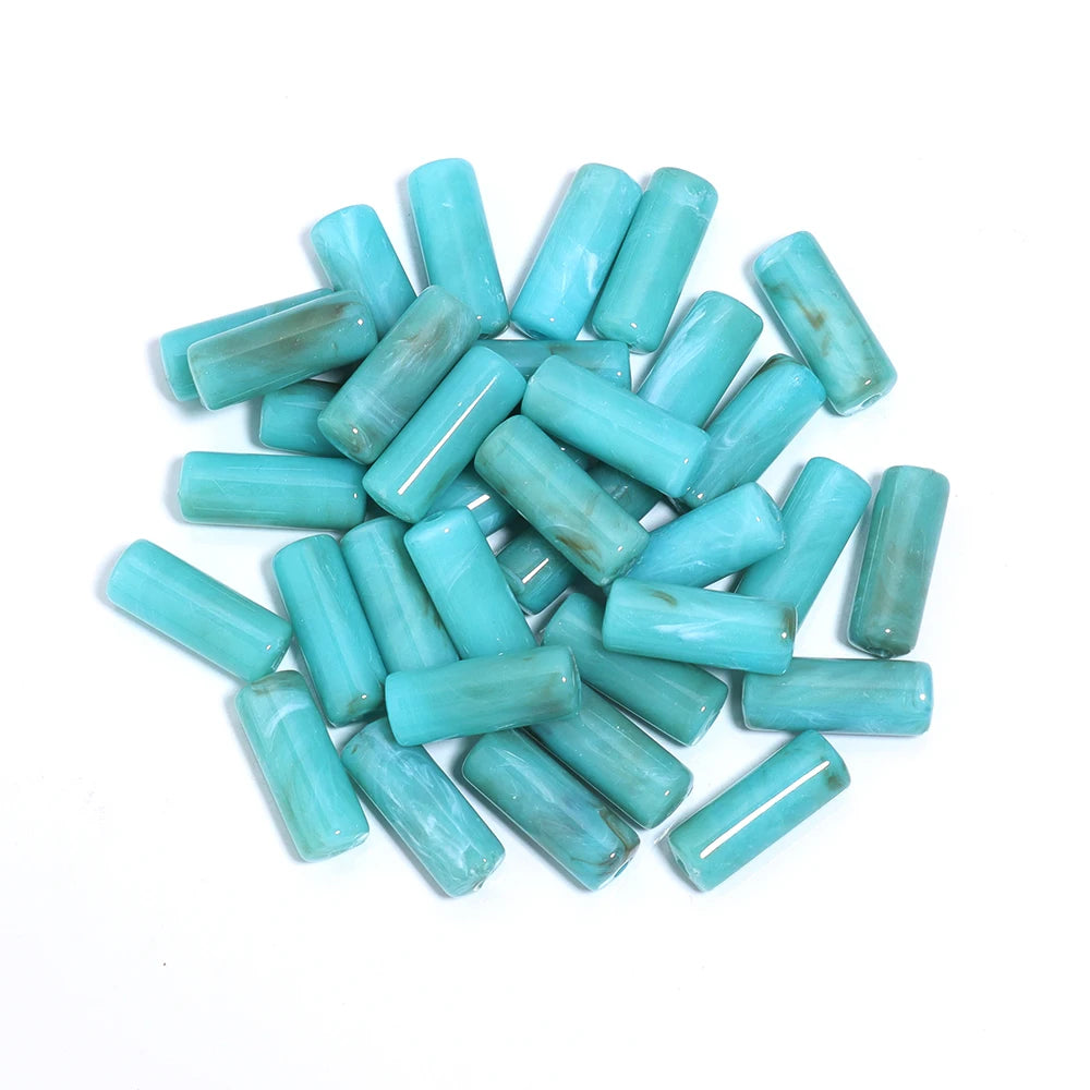 50pcs/lot Acrylic Beads Cylinder Shape Imitation Stone Tube Spacer Beads for Jewelry Making DIY Necklace Pendant Accessories