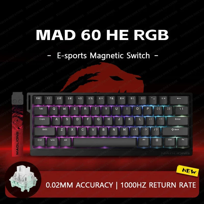 MADLIONS Mad60HE Mad 68HE Mechanical Keyboard Magnetic Switch Wired Hot Swap 8K Polling Rate Customized Gaming keyboard Pc Gamer