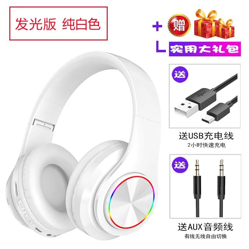 All inclusive ear head mounted wireless Bluetooth white earphones, computer wired earphones, multifunctional