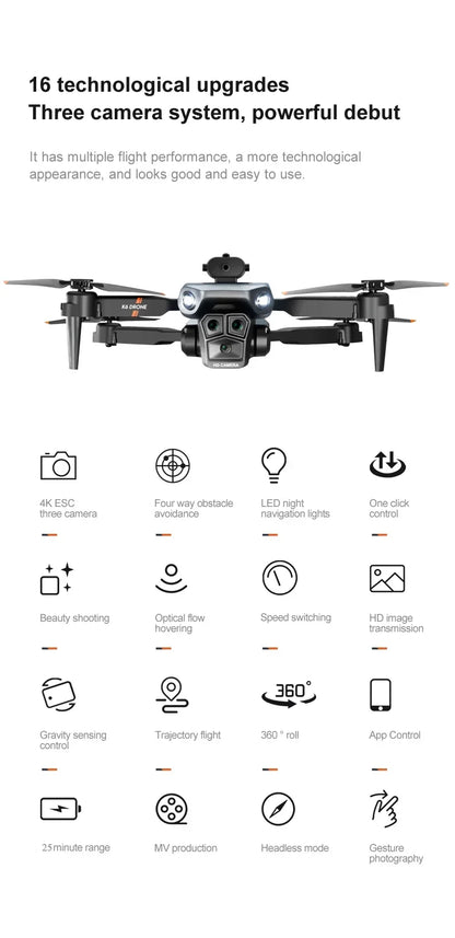 Xiaomi MIJIA K6MAX Drone 8K GPS Professional HD Aerial Photography 3 Camera Omnidirectional Obstacle Avoidance Quadrotor Drone