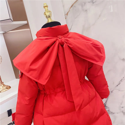 2023 New Thick Warm Long Coats Children's Outdoor Clothes Winter Jacket For Girls Fashion Hooded Outerwear Kids Cotton Parkas