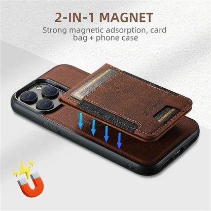 2 In 1 Luxury Magsafe Wallet Leather Phone Case For iPhone 16 15 14 13 12 Pro Max Plus 16 Pro Magnetic Flip Card Holder Cover