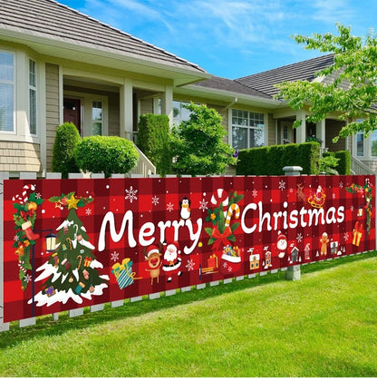 Christmas Outdoor Banner Flag Merry Christmas Decoration for Home 2024 Xmas Ornament Navidad Natal Noel Gift Happy New Year 2025