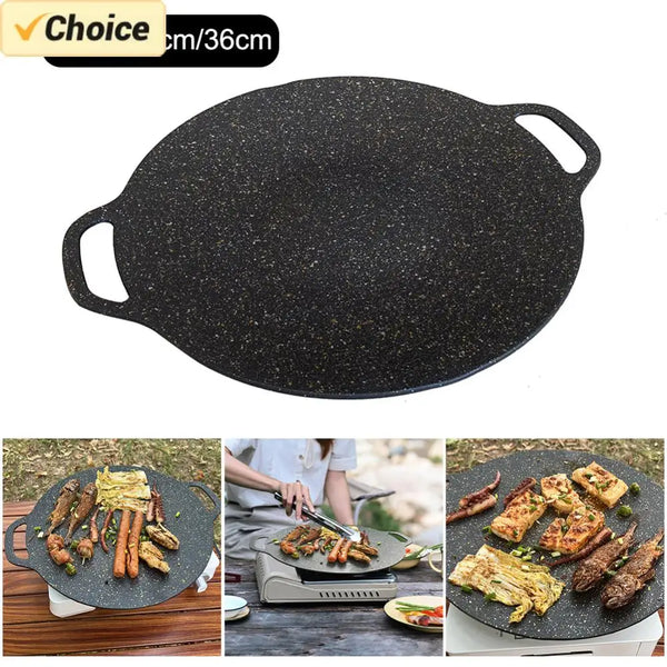 Padella per griglia da esterno, padella coreana per arrosti, piastra antiaderente per barbecue, forno a gas, teglia per barbecue, teglia da campeggio, utensili da cucina