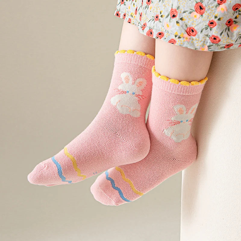 5 Pairs /Lot Baby Girl Soft Boneless Combed Cotton Socks Warm Cartoon Children's Socks For Boys Newborn Floor Socks Miaoyoutong