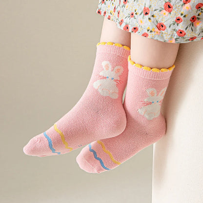 5 Pairs /Lot Baby Girl Soft Boneless Combed Cotton Socks Warm Cartoon Children's Socks For Boys Newborn Floor Socks Miaoyoutong