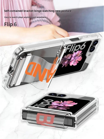 Wrist  Shockproof Cover For Samsung Galaxy Z Flip 4 5 3 6 Flip6 Flip3 Zflip5 Flip4Transparent Airbag Shell Hinge Soft  Case