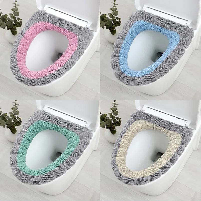 Winter Warm Toilet Seat Cover Waterpoof Soft Closestool Mat Bathroom Pad O-shape Toilet Seat Bidet Toilet Cover Accessories