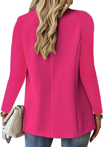 casual long sleeve suit jacket office lady spring autumn fashion elegant solid turn down collar blazer coats for women 2023