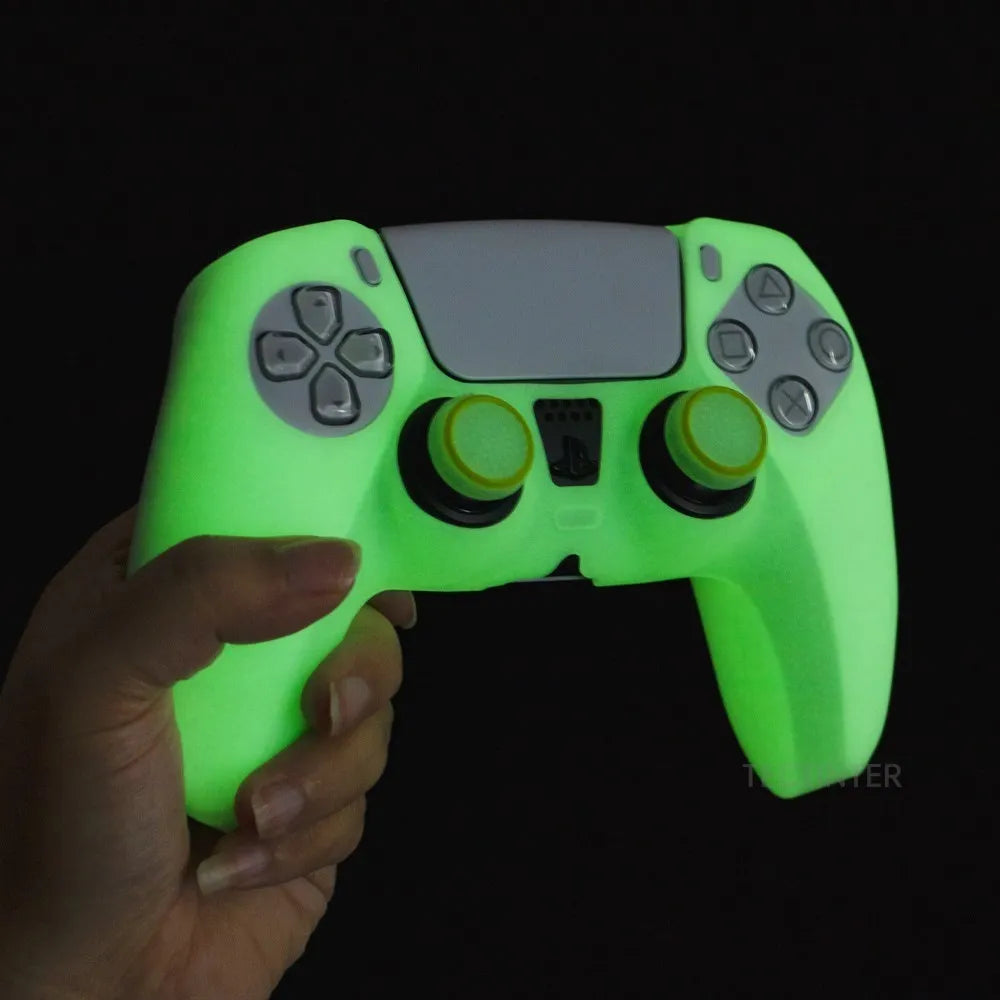 Glowing Silicone Cover For PS5 Controller Thumbstick Grip Caps Rubber Case Shell For PS5 Gamepad Joystick For PS5 Accessories