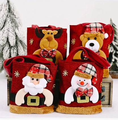 PCS 1-20 Christmas Gift Bags Handbags Tote Bags Candy Bags Snowman Bear Gift Bags Storage Bags Christmas Decoration