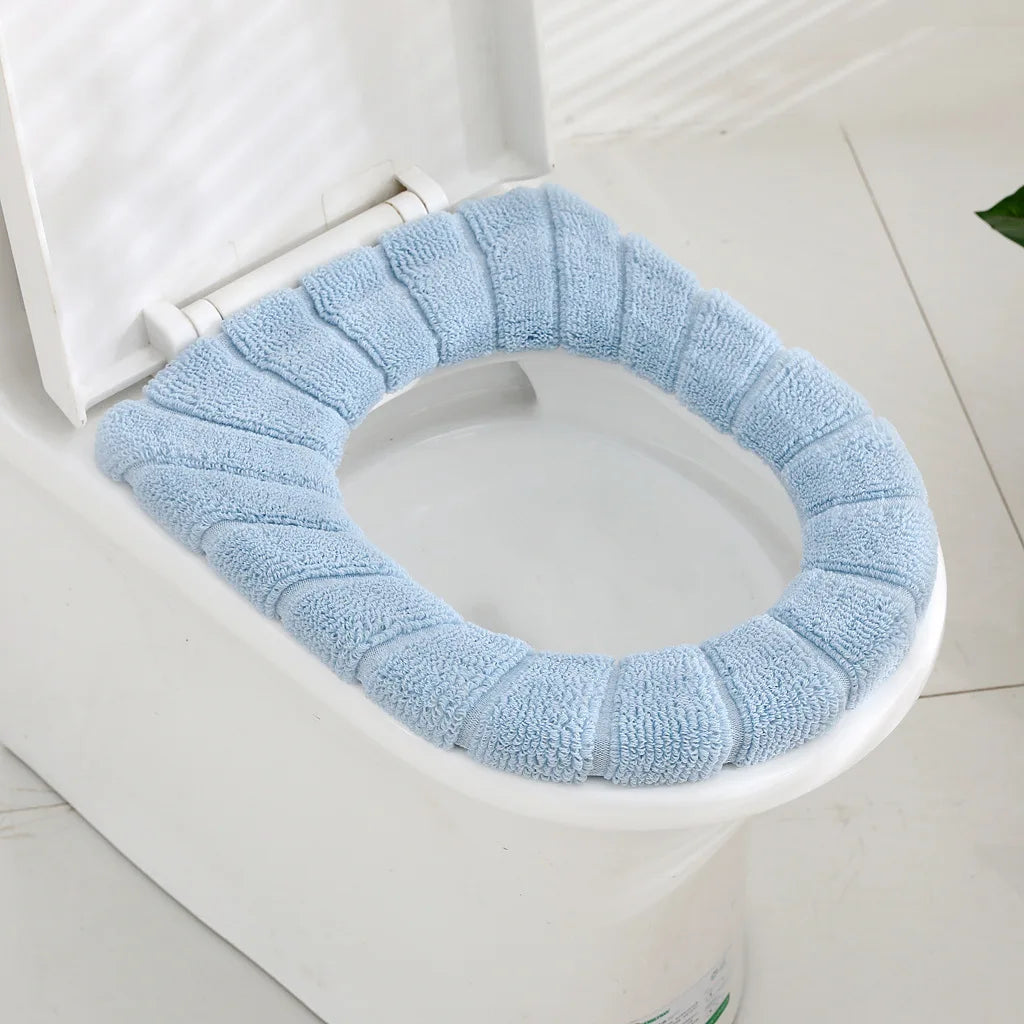 Winter Warm Toilet Seat Cover Waterpoof Soft Closestool Mat Bathroom Pad O-shape Toilet Seat Bidet Toilet Cover Accessories