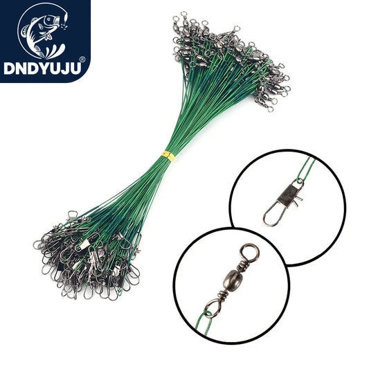 DNDYUJU 20PCS Anti Bite Steel Fishing Line Steel Wire Leader With Swivel Fishing Accessory Lead Core Leash Fishing Leader Wire