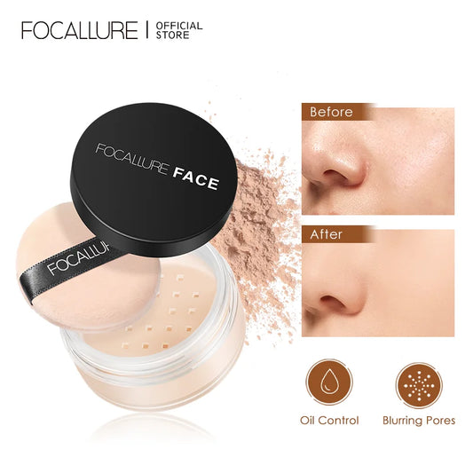 FOCALLURE 9 Colors Face Makeup Brighten Oil Control Long lasting Loose Powder Waterproof Mineral Make Up Setting Powder 