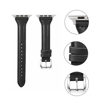 Slim leather strap for Apple Watch band ultra-2 49mm series 7 8 9 41mm/45mm 38mm/42mm Wrist bracelet iWatch SE 6 5 4 3 40mm/44mm