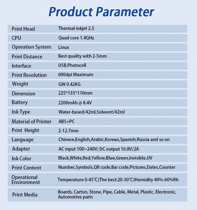 DCODE 1755PLUS 12.7mm Portable Printers Handheld Inkjet Printer Text QR Barcode Batch Number Logo Image Date Printing Machine