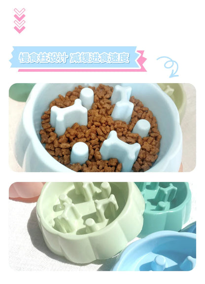 Pet supplies Color Slow Feeder Cat Bowl Anti-choking Plastic Dog Puzzle Food Bowl, Dog Water Basin For Anxiety Relief