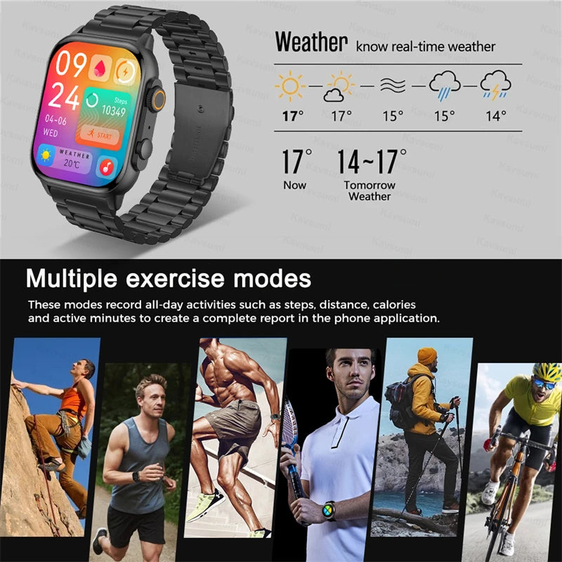 2024 NFC Smartwatch AMOLED Screen Always show Time Bluetooth Call Ultra Watch Series 8 Clock Men Sport Health Women Smart Watch