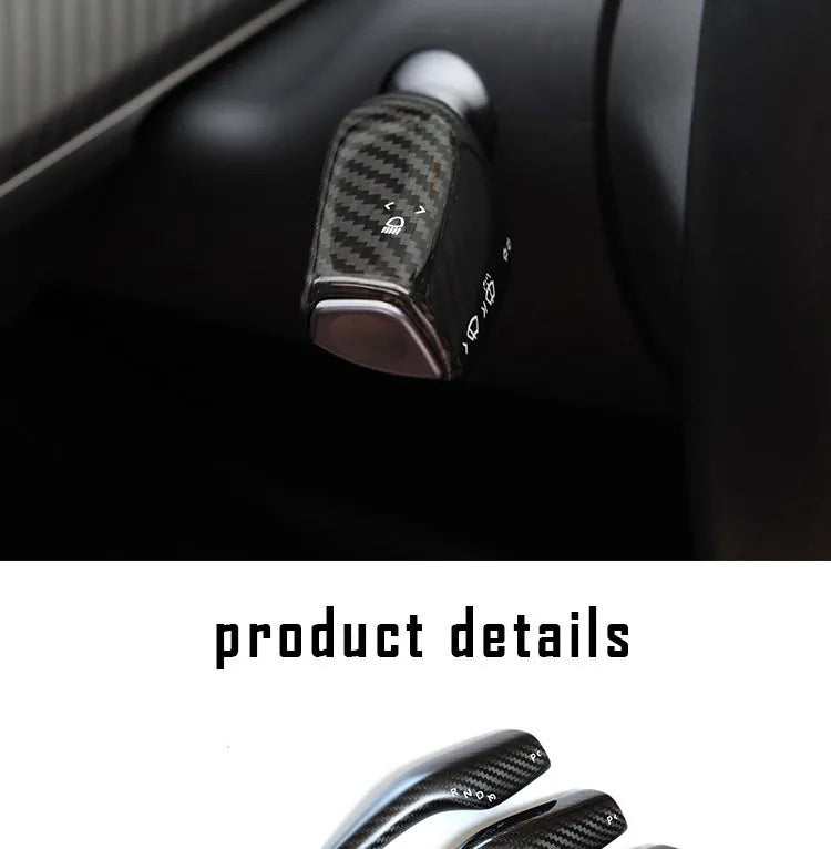 2024 Model Y Gear Shift Cover for Tesla Model 3 2023-2017Real Carbon Fiber Steering Wheel Gear Lever Cover Car Protect Accessory