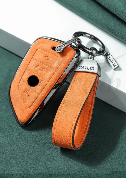 Car Alcantara Key Case Cover Holder Chain For BMW G20 G30 X1 X3 X4 X5 G05 X6 F20 G21 f40 f80 35i 3 5 7 Interior Accessories