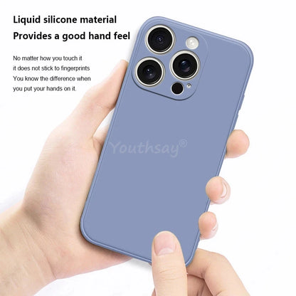 For iPhone 16 Pro Max Case Liquid Silicone Plain Case For Apple iPhone 16 Pro Max Cover TPU Anti-drop Phone Protector Cover