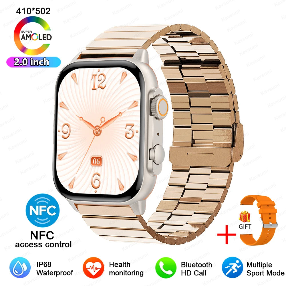 2024 NFC Smartwatch AMOLED Screen Always show Time Bluetooth Call Ultra Watch Series 8 Clock Men Sport Health Women Smart Watch