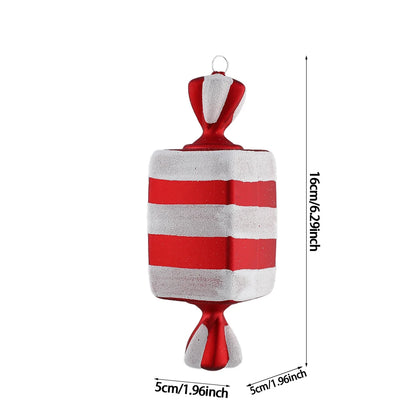 1Pcs 16CM Christmas Candy Pendant Red White PVC Painted Lollipop Cane Christmas Tree Decoration Christmas Home Decor Kids Gifts