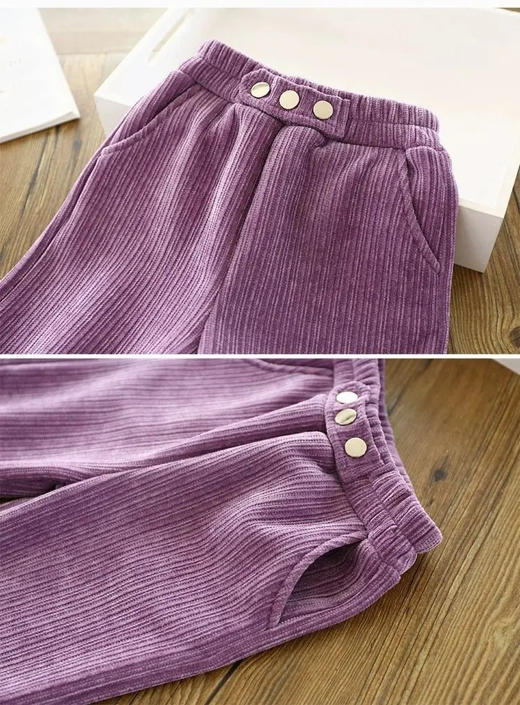 3-10 Years Old Fashion New Autumn And Winter Girls Corduroy Pants Warm Children Pants Kids Trousers Trendy Toddler Pants