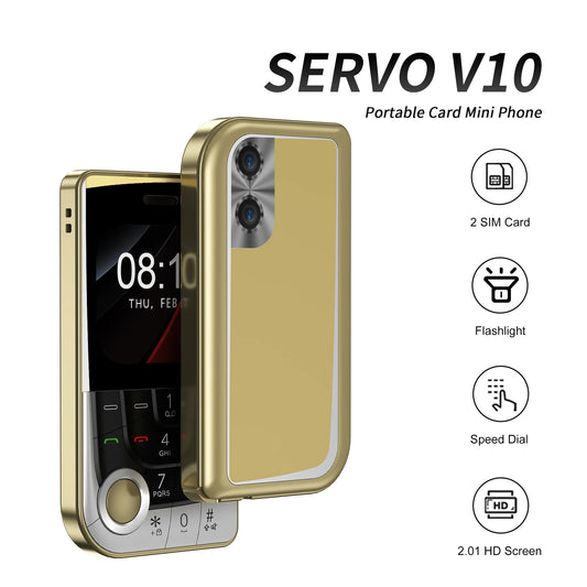 SERVO V10 Small Cell Phone 2 SIM Card Camera Flashlight MP3 FM Magic Voice 2.01" Display 2G GSM Push Button Mobile Phones Type-C