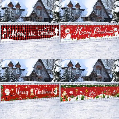 Christmas Outdoor Banner Flag Merry Christmas Decoration for Home 2024 Xmas Ornament Navidad Natal Noel Gift Happy New Year 2025