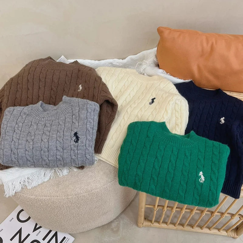 IYEAL Spring and Autumn Children's Sweaters Boys Girls Treasure Knitted Retro Pullovers Raglan Jackets Loose Cotton Tops