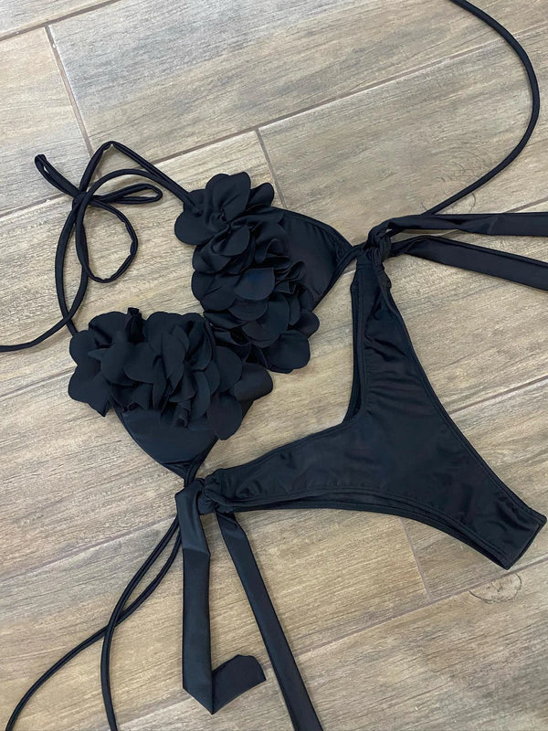 Bikini con spalle scoperte per donna, costume da bagno, vita con balze, costumi da bagno per donna, costume da bagno, abbigliamento da spiaggia per le vacanze