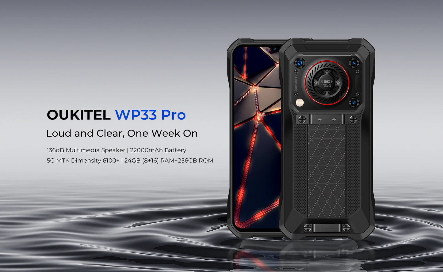 Oukitel WP33 Pro 8GB+256GB 22000mAh 6.6 inch MediaTek Dimensity 6100 Octa-core Android 13 IP68 5G Android 13 IP68 5G