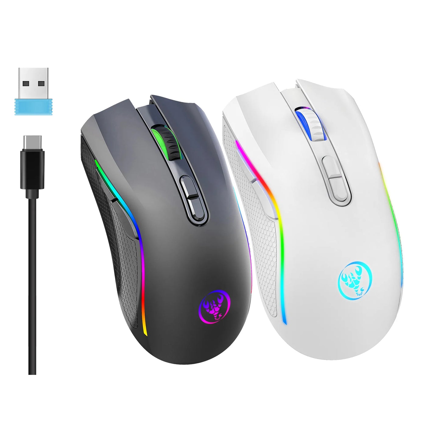 Rechargeable 2.4G Wireless RGB Gaming Mouse Ergonomic Gaming Backlit Mice for Laptop PC