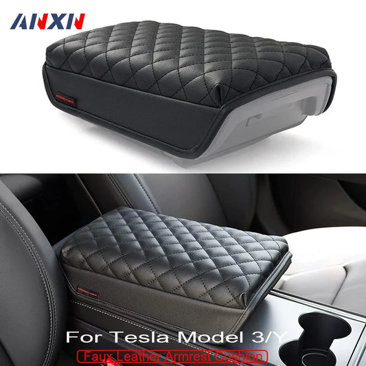 For Tesla Model Y 3 Highland Console Cover Armrest Cushion Scratch Resistant Faux Leather Center Console Protector Accessories 