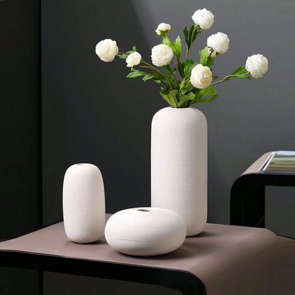 Nordic Style Home Decor White Vase Living Room Decoration Ceramic Vase Home Decoration Flower Vase Desk Decoration