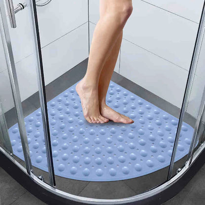 54x54cm Corner Shower Carpet Floor Mat Hotel Home Suction Cup Toilet PVC Shower Mat Bathroom Sector Shape Anti-slip Pad Cushion