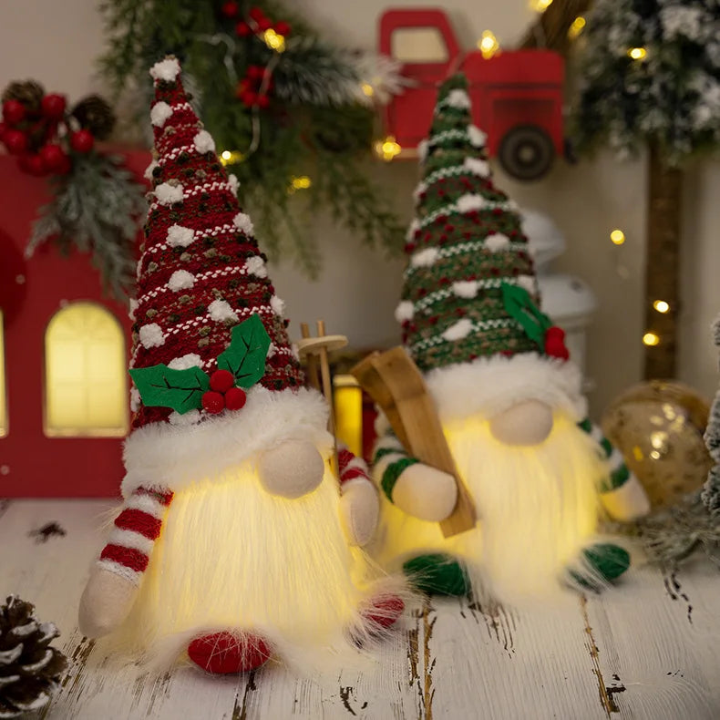 30CM Glowing Knitted Gnome Doll with Led Night Light Christmas Decorations 2024 Home Xmas Tree Decor Navidad New Year 2025 Gift