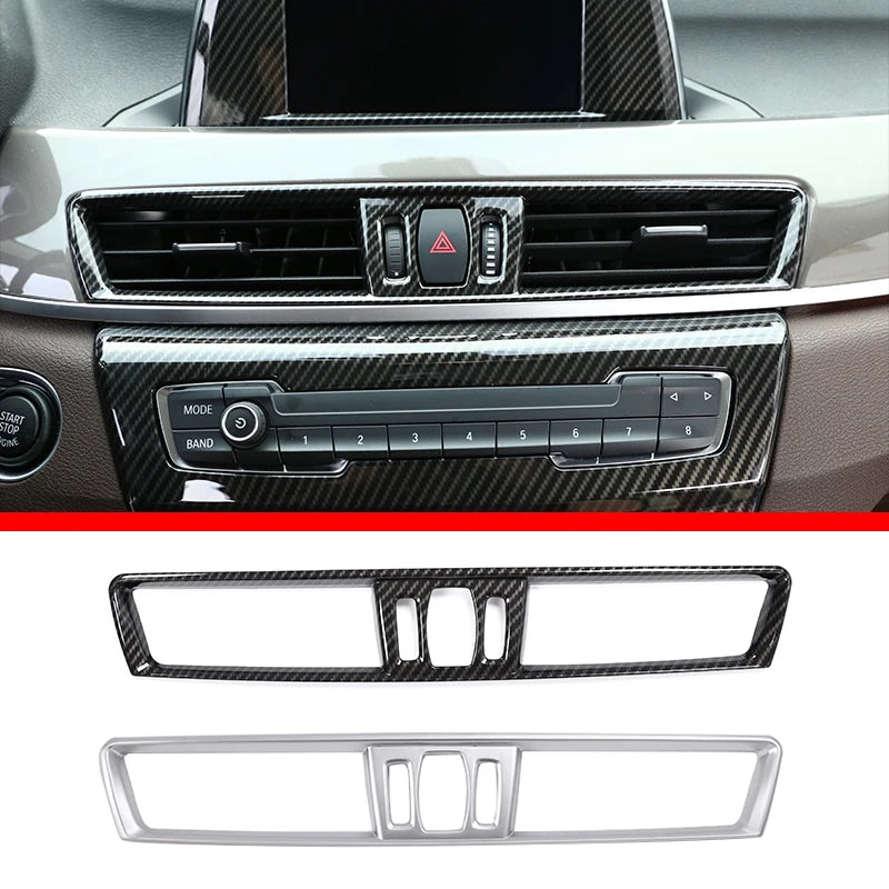 ABS Carbon Fiber/Chrome for BMW X1 F48 X2 F47 2016-2021 Center Console Air Outlet Frame Trim Cover Car Interior Accessories