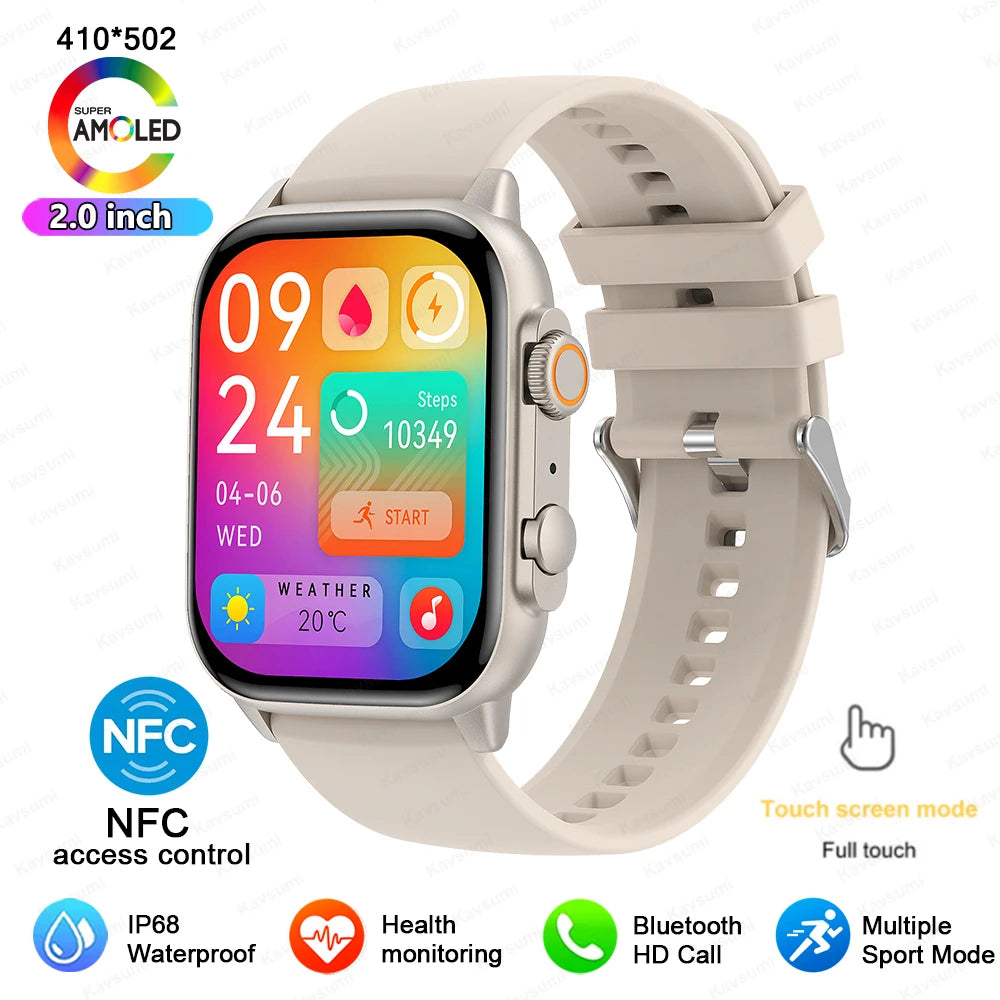 2024 NFC Smartwatch AMOLED Screen Always show Time Bluetooth Call Ultra Watch Series 8 Clock Men Sport Health Women Smart Watch