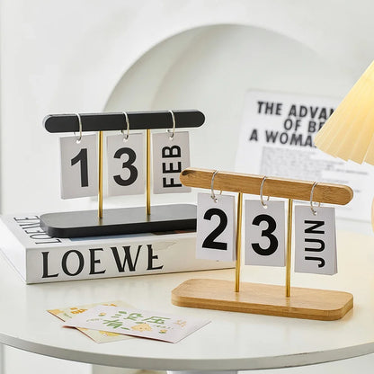 Minimalist Style Living Room Office Decoration Wooden Calendar Ornament Modern Desk Accessories Simple Home Decor Crafts Gift