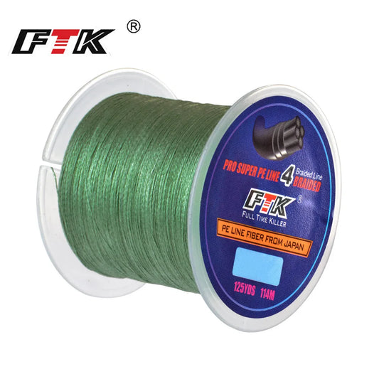 FTK 114M 4 Strands PE Braided Wire Fishing Line 125Yards 0.10mm-0.40mm 8LB-60LB Incredibly Strong Multifilament Fiber Line