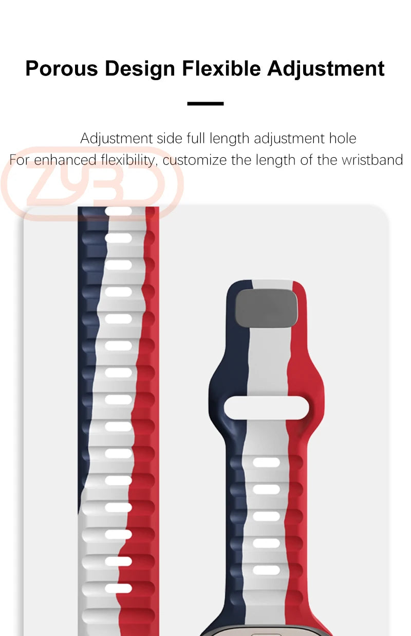 Sport Band For Apple Watch Ultra 9 8 7 42mm 44mm 45mm 49mm Soft Silicone Breathable Bracelet Strap For iWatch 38mm 40mm 6 SE 5 4