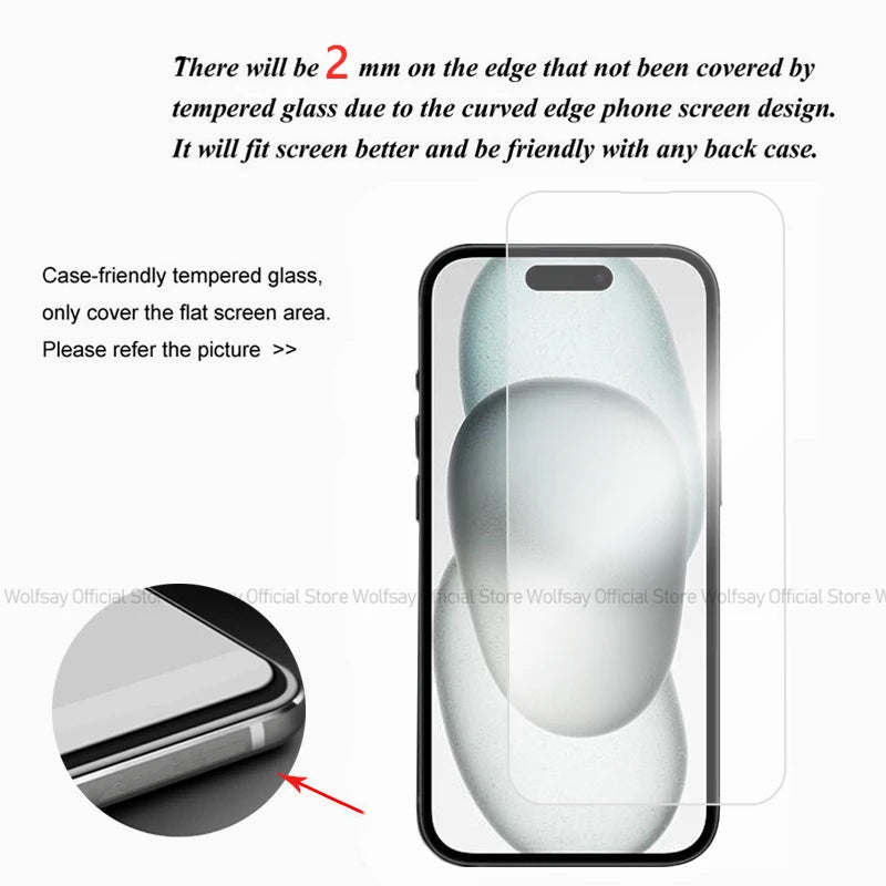 2/4PCS Screen Protector For iPhone 16 Tempered Glass For iPhone 16 Plus 16 Pro Max Full Glue Cover Protector Glass For iPhone 16