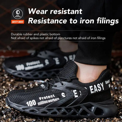 Diansen Safety Shoes Men Breathable Light Work Sneakers Steel Toe Shoes Anti-smash Anti-puncture Indestructible Shoes Size 35-50