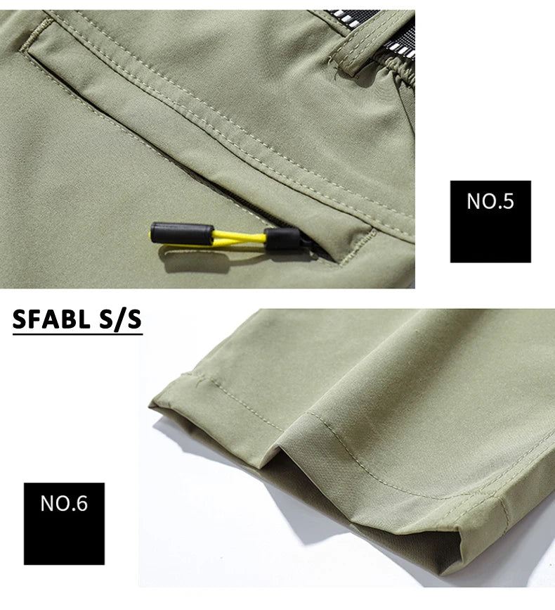 L-5XL Summer Men's Outdoor Hiking Pants Lightweight Quick Dry Fishing Jogging Camping Pants Men Travel Trousers Zipper Pockets